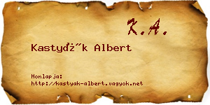 Kastyák Albert névjegykártya